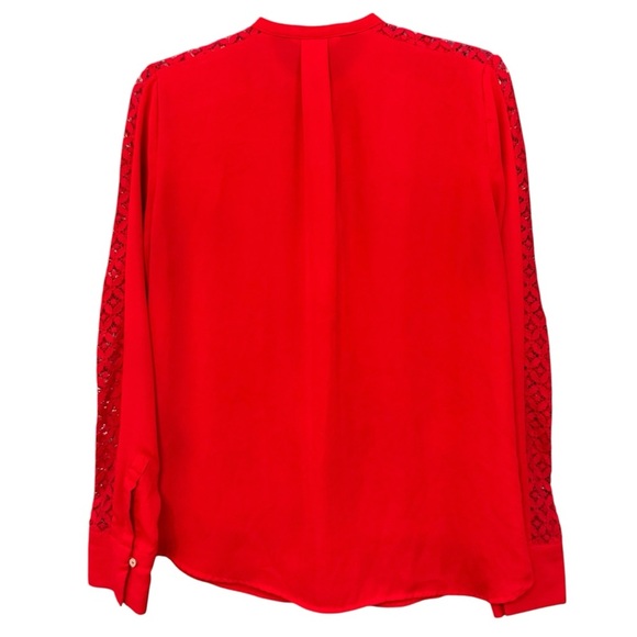 H&M Red Lace Sleeve Blouse w/ Pearl Buttons 🔥 - Picture 3 of 7